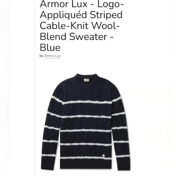 Armor Lux NWT Wool Fisherman Sweater Striped Navy - Picture 15 of 15
